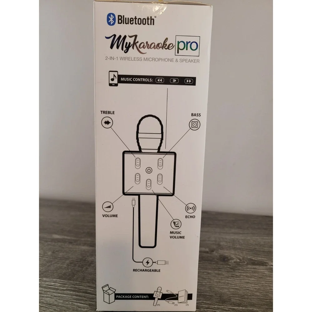 My Karaoke Pro 2-in-1 Wireless Bluetooth Microphone & Speaker Gold NIB Sealed